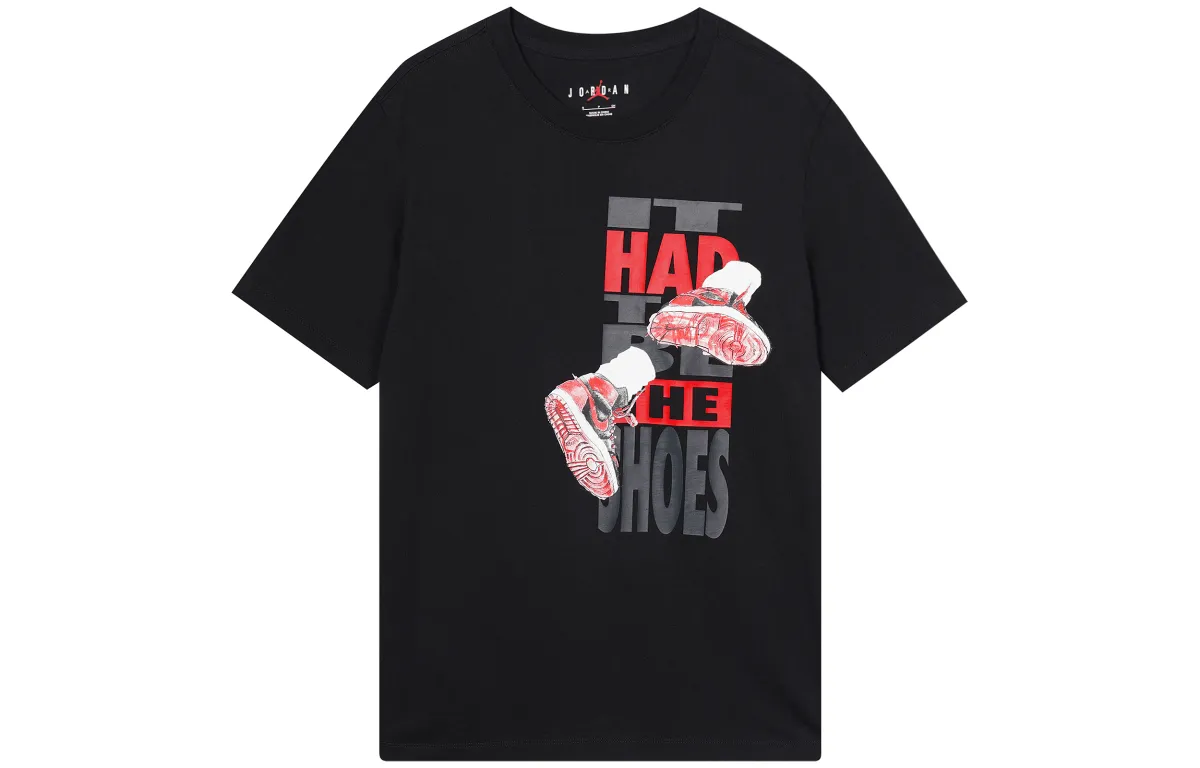 Jordan T-Shirts Men's Black Crew Neck Moderate Straight Fit