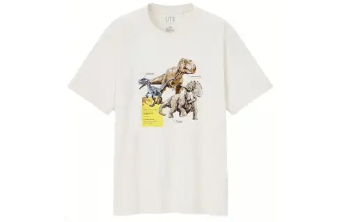 UNIQLO T Shirts Men's Ivory Crew Neck Moderate Straight Fit