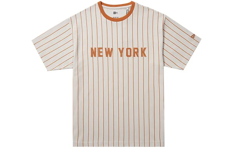 New Era T-Shirts Unisex Gray White Crew Neck Moderate Straight Fit