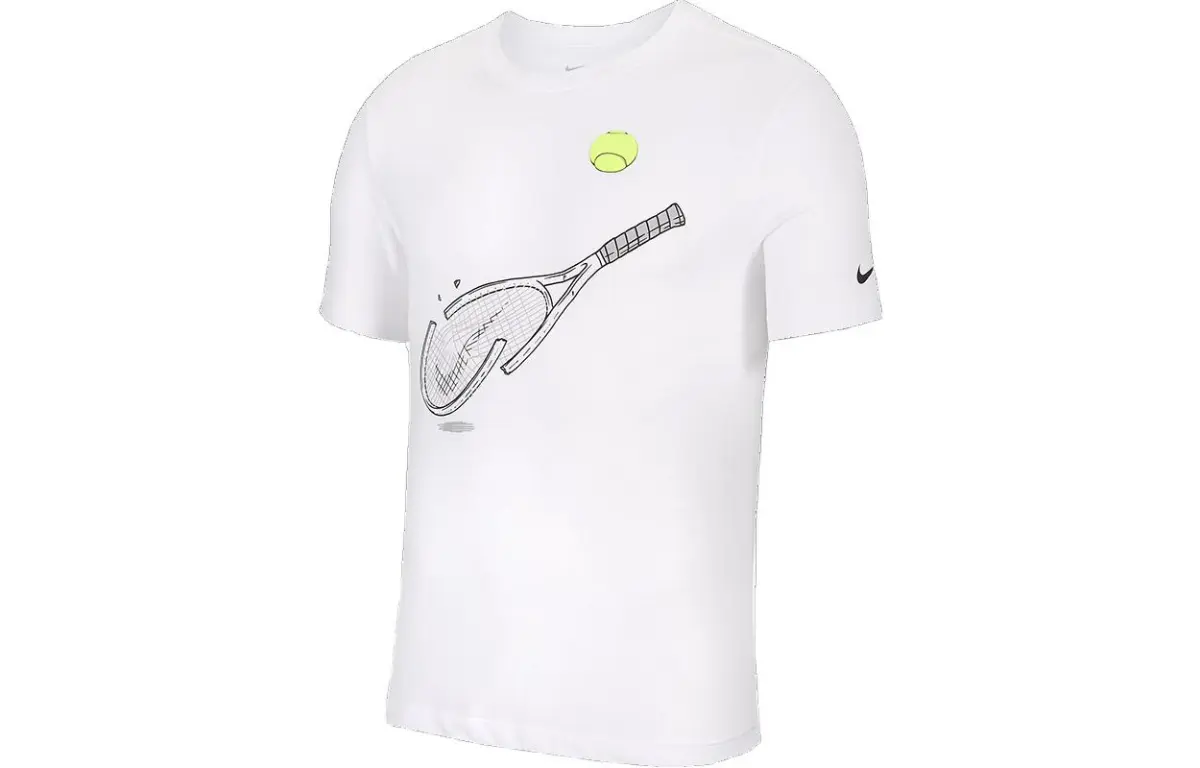 Nike T-Shirts Men's White Crew Neck Moderate Straight Fit