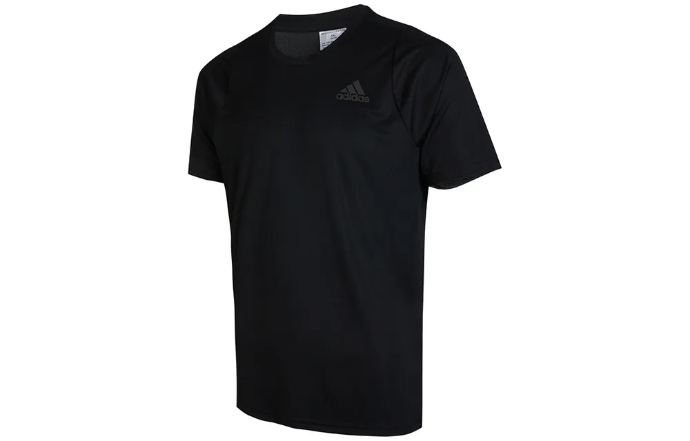 Adidas T-Shirts Men's Black Crew Neck Moderate Straight Fit