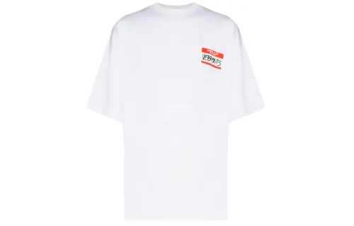 Vetements T Shirts Men's White Crew Neck Moderate Straight Fit