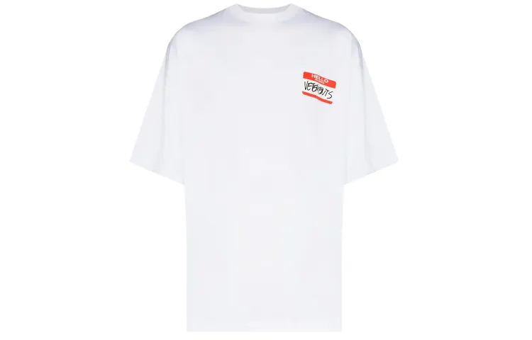 Vetements T Shirts Men's White Crew Neck Moderate Straight Fit