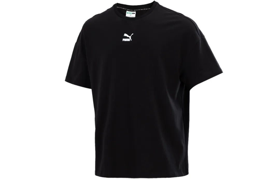 PUMA T Shirts Men's Black Crew Neck Moderate Straight Fit