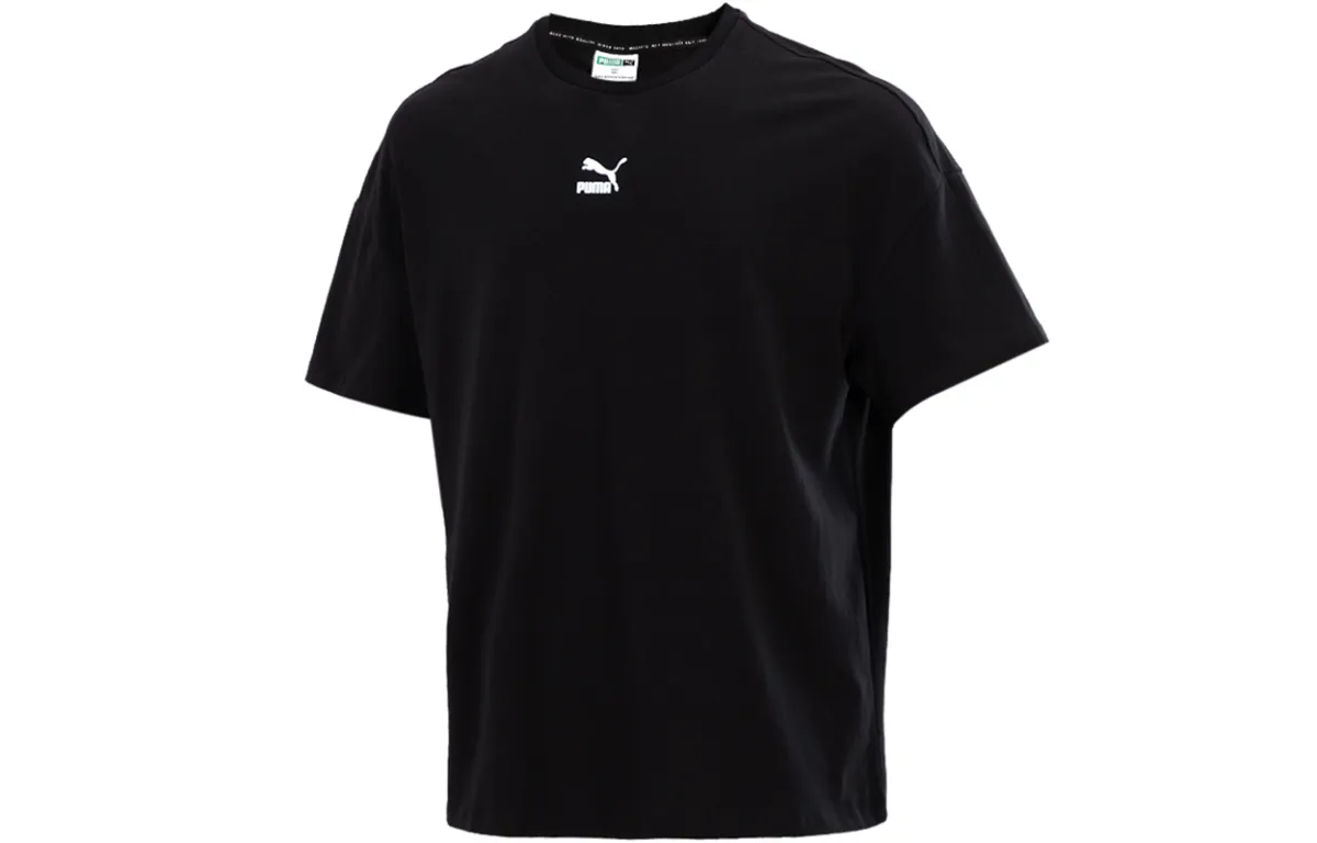 PUMA T-Shirts Men's Black Crew Neck Moderate Straight Fit