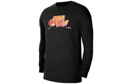 Jordan T Shirts Men's Black Crew Neck Moderate Straight Fit