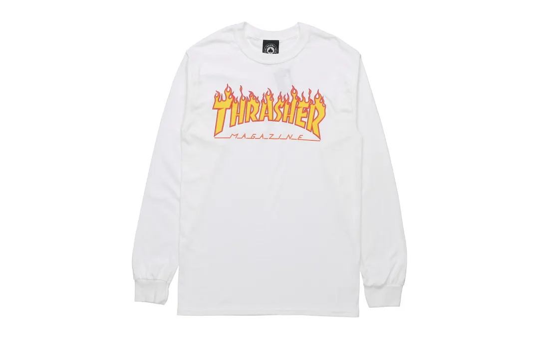 Thrasher T Shirts Unisex White Crew Neck Moderate Heavyweight