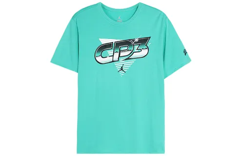 Jordan T Shirts Men's Green Crew Neck Moderate Straight Fit