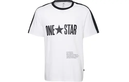 Converse T Shirts Men's White Crew Neck Moderate Straight Fit