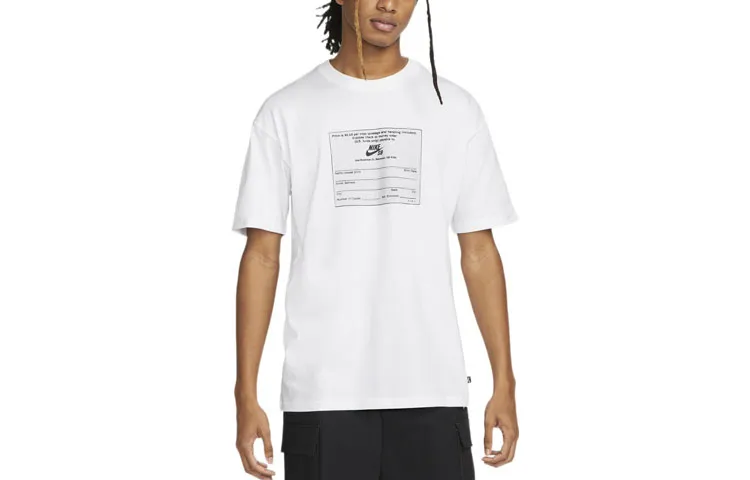 Nike T-Shirts Men's White Crew Neck Moderate Straight Fit