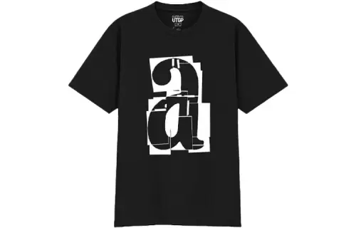 UNIQLO T Shirts Unisex Black Crew Neck Moderate Straight Fit