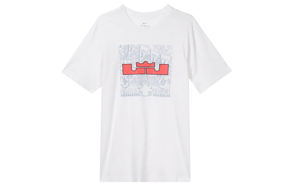 Nike T-Shirts Men's White Crew Neck Moderate Straight Fit