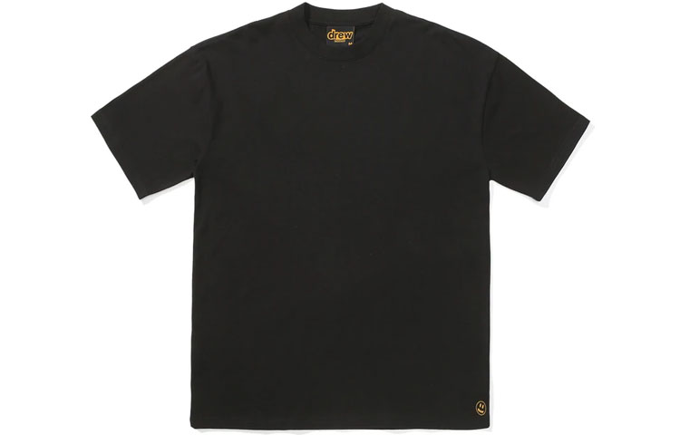 Drew house Smiley Collection T Shirts Unisex Black Crew Neck Moderate Straight Fit