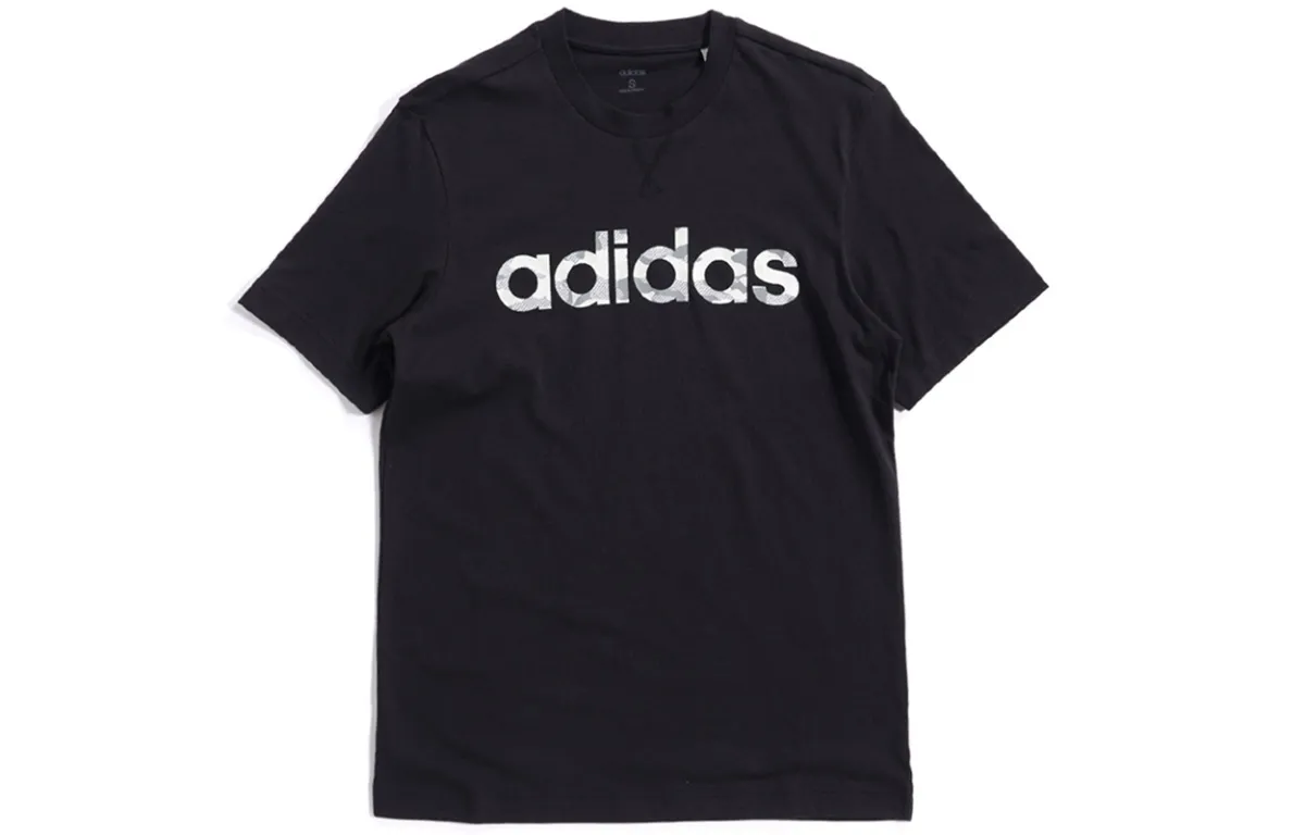 Adidas T-Shirts Men's Black Crew Neck Moderate Straight Fit