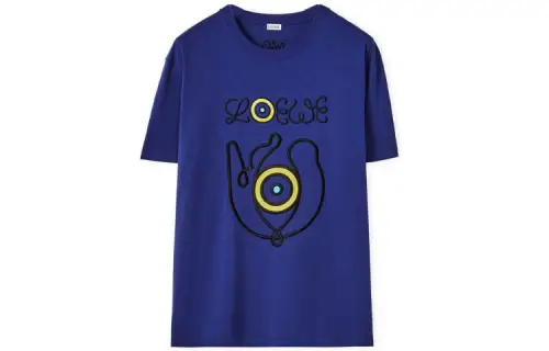 LOEWE T Shirts Men's Blue Crew Neck Moderate Straight Fit