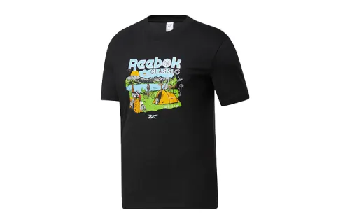 Reebok T Shirts Unisex Black Crew Neck Moderate Straight Fit