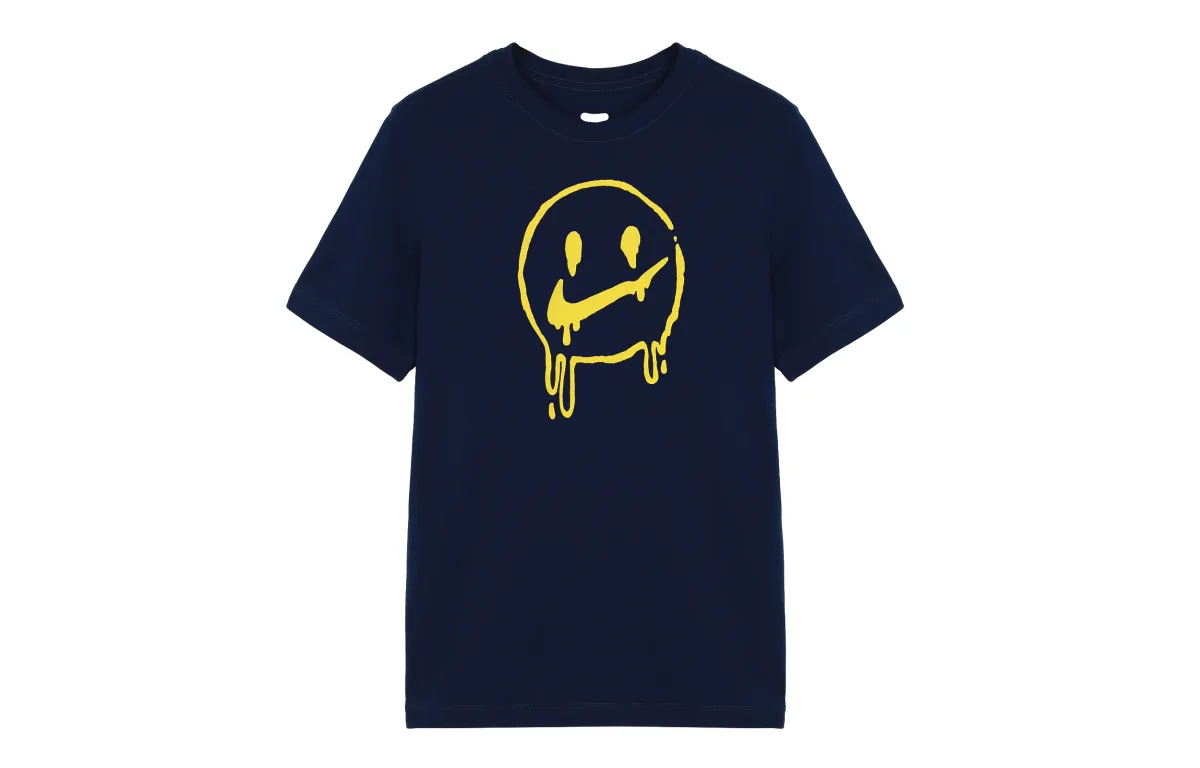 Nike T-Shirts Men's Space Blue Crew Neck Moderate Straight Fit