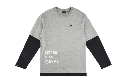 New Balance T Shirts Men's Light Gray Crew Neck Moderate Straight Fit