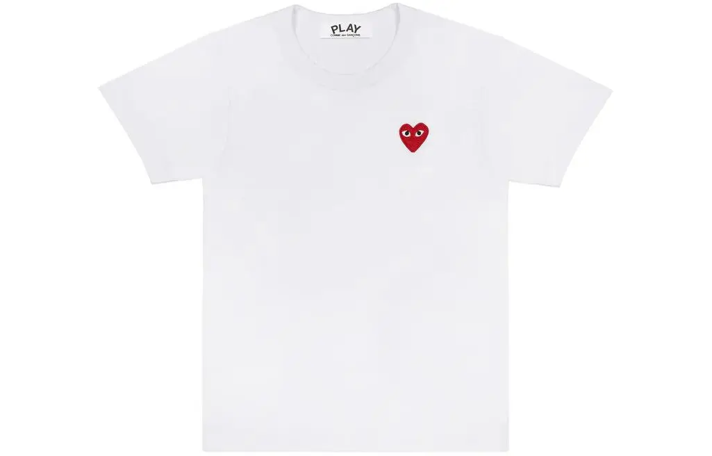 CDG Play T Shirts Men's Crew Neck Moderate Straight Fit