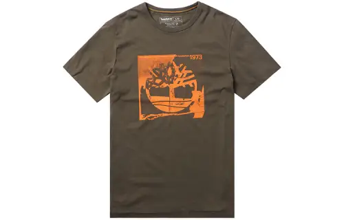 Timberland T Shirts Men's Olive Green Crew Neck Moderate Straight Fit