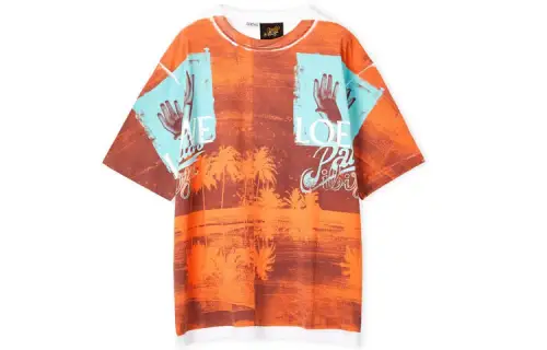 LOEWE T Shirts Men's Orange Crew Neck Moderate Straight Fit