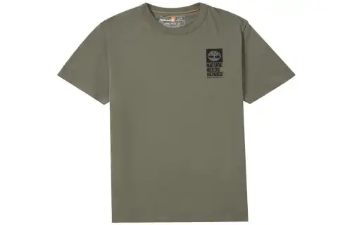 Timberland T Shirts Men's Army Green Crew Neck Moderate Straight Fit