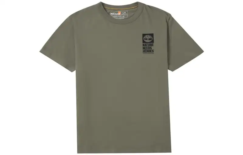 Timberland T Shirts Men's Army Green Crew Neck Moderate Straight Fit