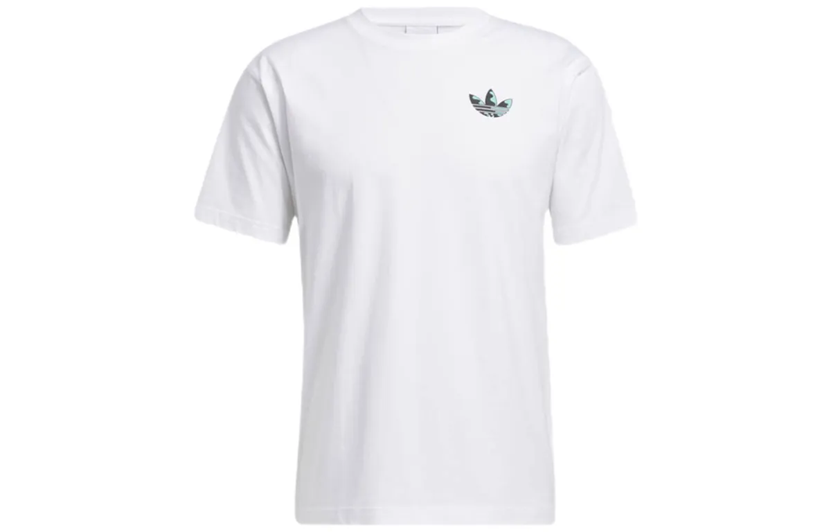Adidas Originals T-Shirts Men's White Crew Neck Moderate Straight Fit