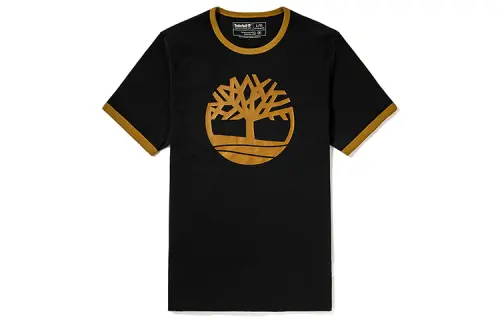 Timberland T Shirts Men's Black Crew Neck Moderate Straight Fit