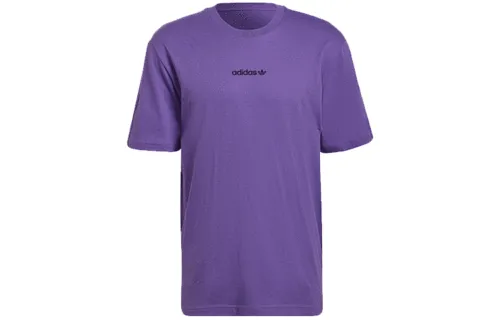 Adidas Originals T Shirts Men's Purple Crew Neck Moderate Straight Fit