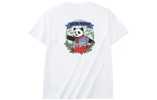 ANTA T Shirts Unisex White Crew Neck Moderate Straight Fit