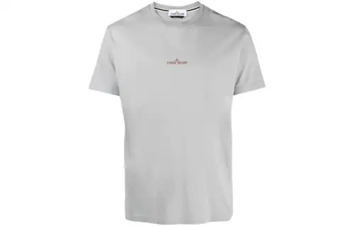 STONE ISLAND T Shirts Men's Gray Crew Neck Moderate Straight Fit