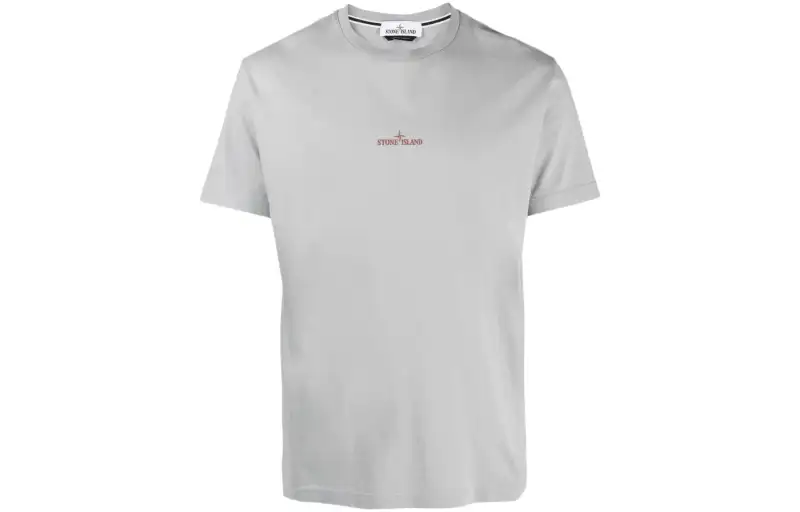 STONE ISLAND T Shirts Men's Gray Crew Neck Moderate Straight Fit