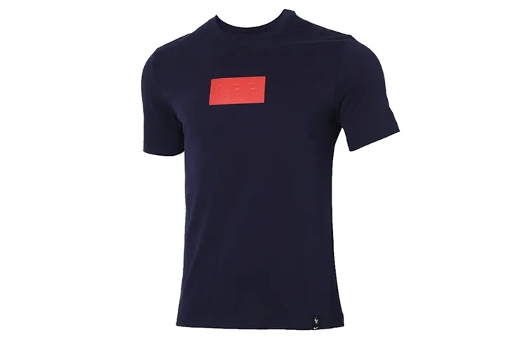 Nike T-Shirts Men's Black Blue Crew Neck Moderate Straight Fit