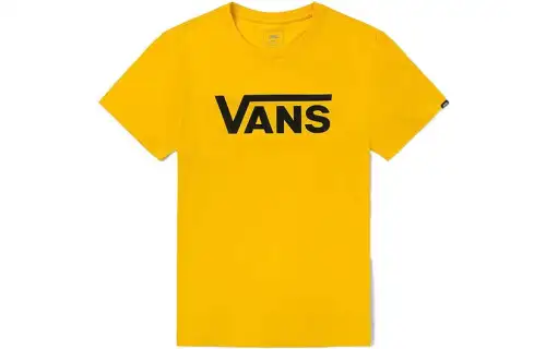 Vans T Shirts Men's Yellow Crew Neck Moderate Straight Fit