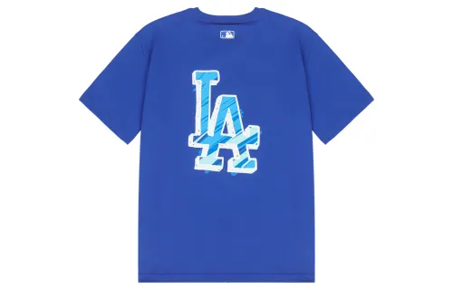 MLB Base Logo T Shirts Unisex Blue Crew Neck Moderate Straight Fit