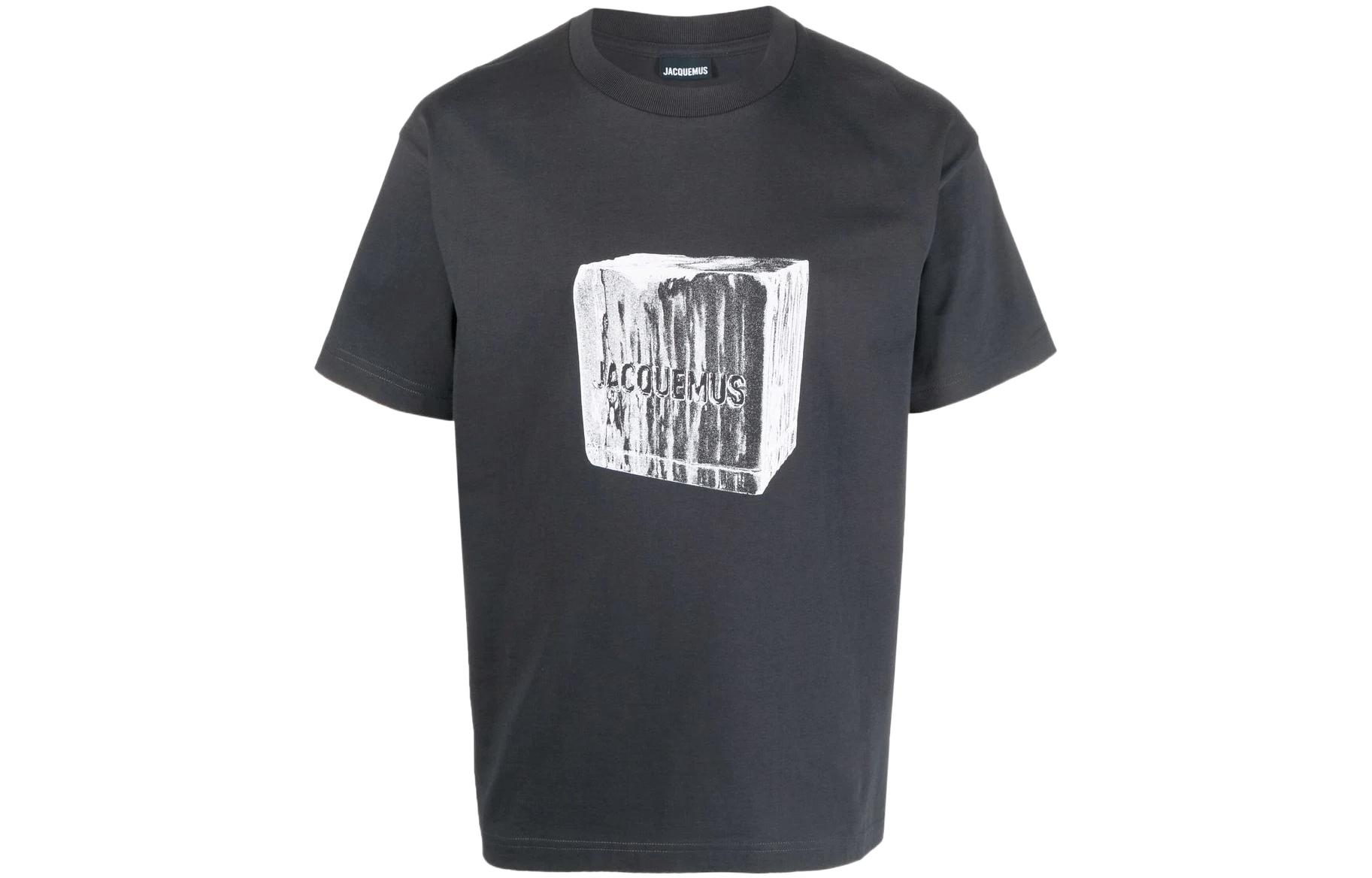 Jacquemus T Shirts Men's Gray Blue Crew Neck Moderate Straight Fit