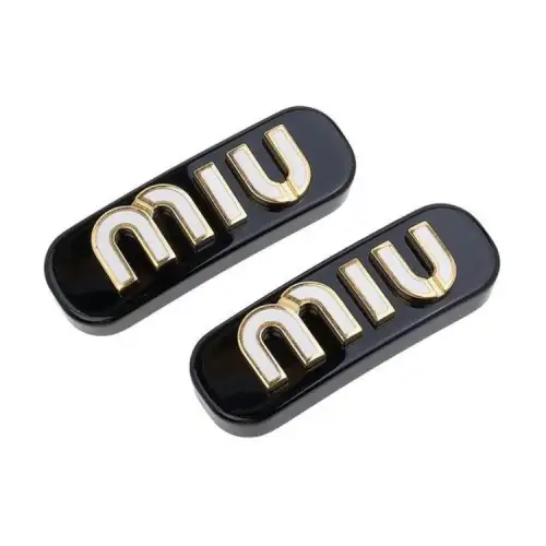 MIU MIU Letter Print Brass Hair Clips Women's