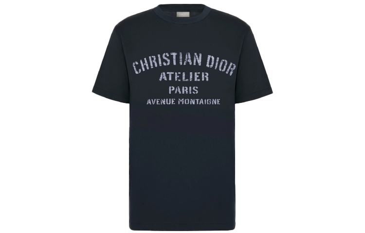 DIOR Knitted navy short sleeve T-shirt