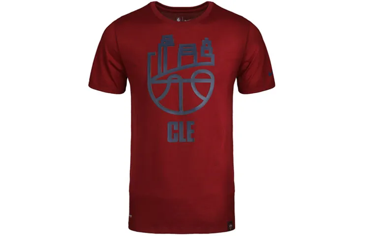 Nike T-Shirts Men's Red Crew Neck Moderate Straight Fit