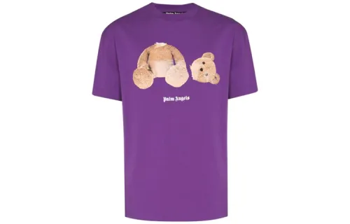 PALM ANGELS T Shirts Unisex Purple Crew Neck Moderate Heavyweight