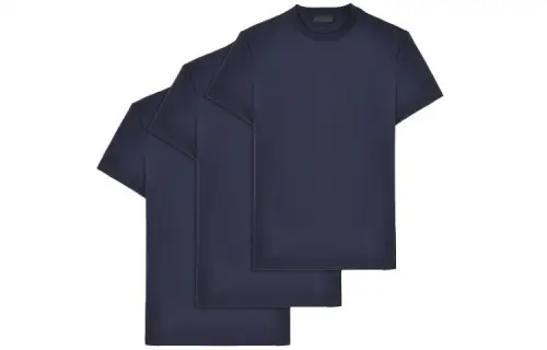 PRADA T Shirts Men's Blue Crew Neck Moderate Straight Fit