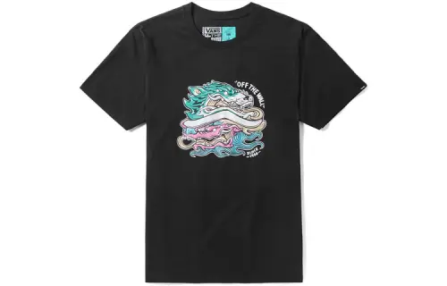 Vans T Shirts Men's Black Crew Neck Moderate Straight Fit