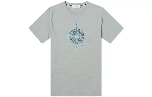 STONE ISLAND T Shirts Men's Gray Crew Neck Moderate Straight Fit