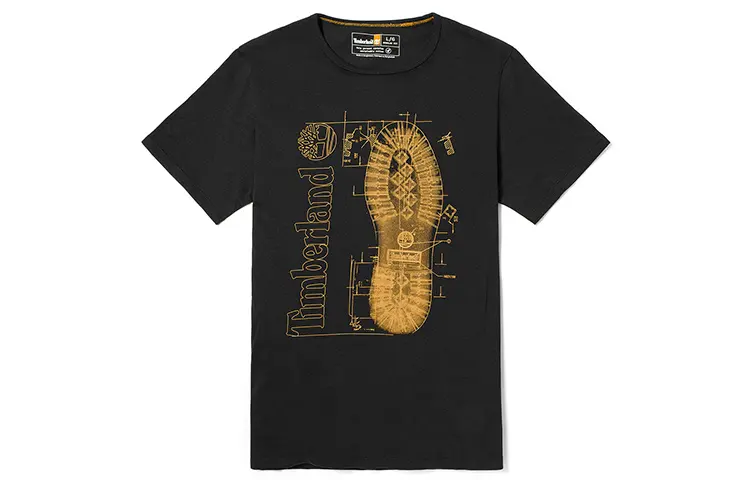 Timberland T Shirts Men's Black Crew Neck Moderate Straight Fit