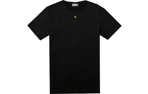 DIOR Quarterly New Products T Shirts Men's Black Crew Neck Moderate Straight Fit