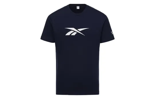 Reebok T Shirts Men's Dark Blue Crew Neck Moderate Straight Fit
