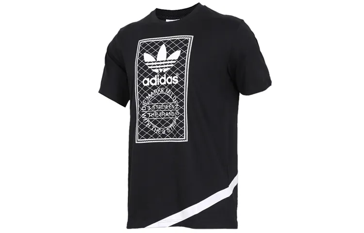 Adidas Originals T-Shirts Men's Black Crew Neck Moderate Straight Fit