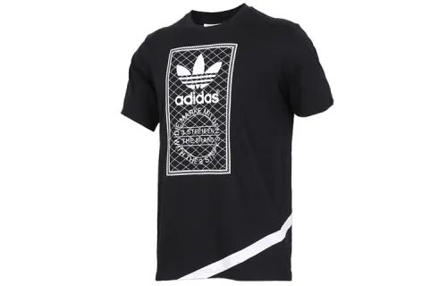 Adidas Originals T Shirts Men's Black Crew Neck Moderate Straight Fit
