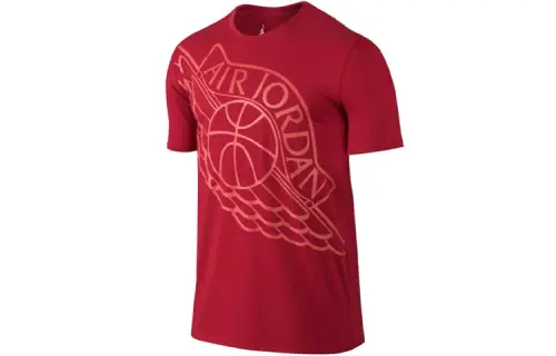 Jordan T Shirts Men's Red Crew Neck Moderate Straight Fit